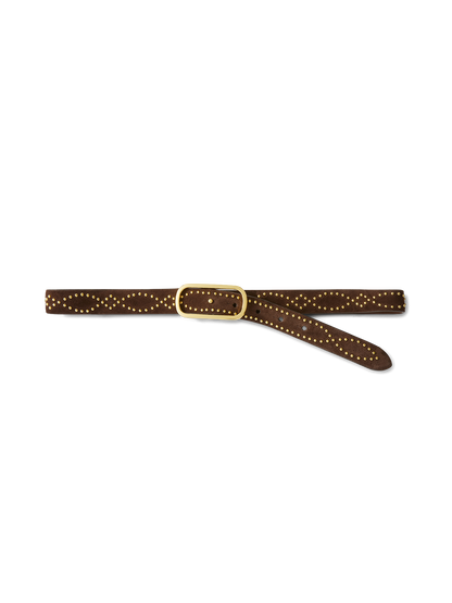 Veronica Beard | Western Studded Loop Belt in Dark Brown Espresso Espresso