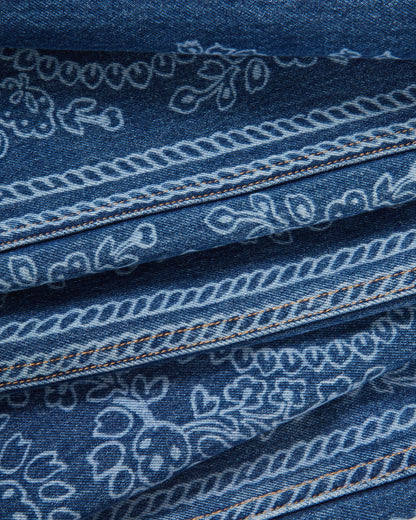 Veronica Beard | Taylor Bandana Print Wide-Leg Jean in Indigo Blue Indigo Bandana Indigo Bandana
