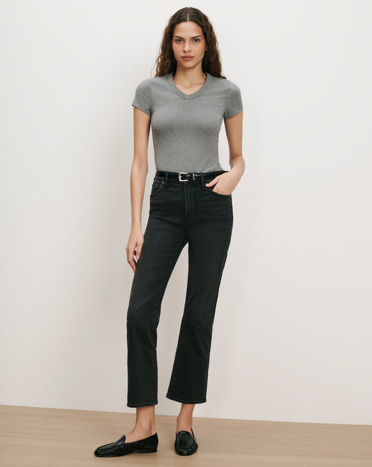 Veronica Beard | Milla Cropped Straight-Leg Jean in Washed Black Onyx Washed Onyx