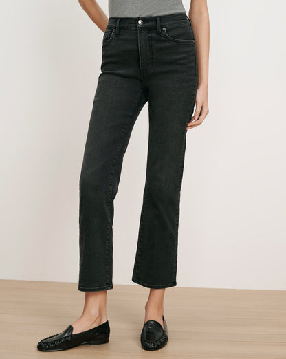 Veronica Beard | Milla Cropped Straight-Leg Jean in Washed Black Onyx Washed Onyx