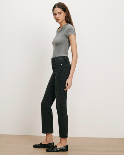 Veronica Beard | Milla Cropped Straight-Leg Jean in Washed Black Onyx Washed Onyx