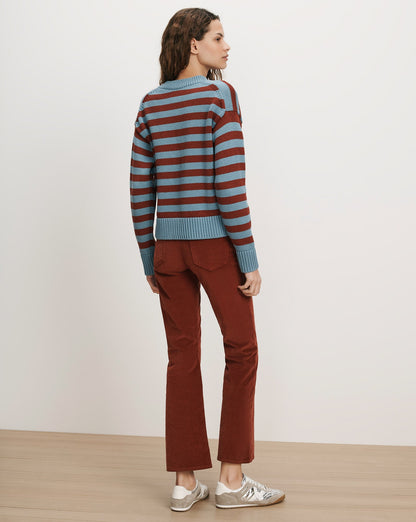Veronica Beard | Emile Striped Pullover in Red & Blue Blue River/Rust/Mustard