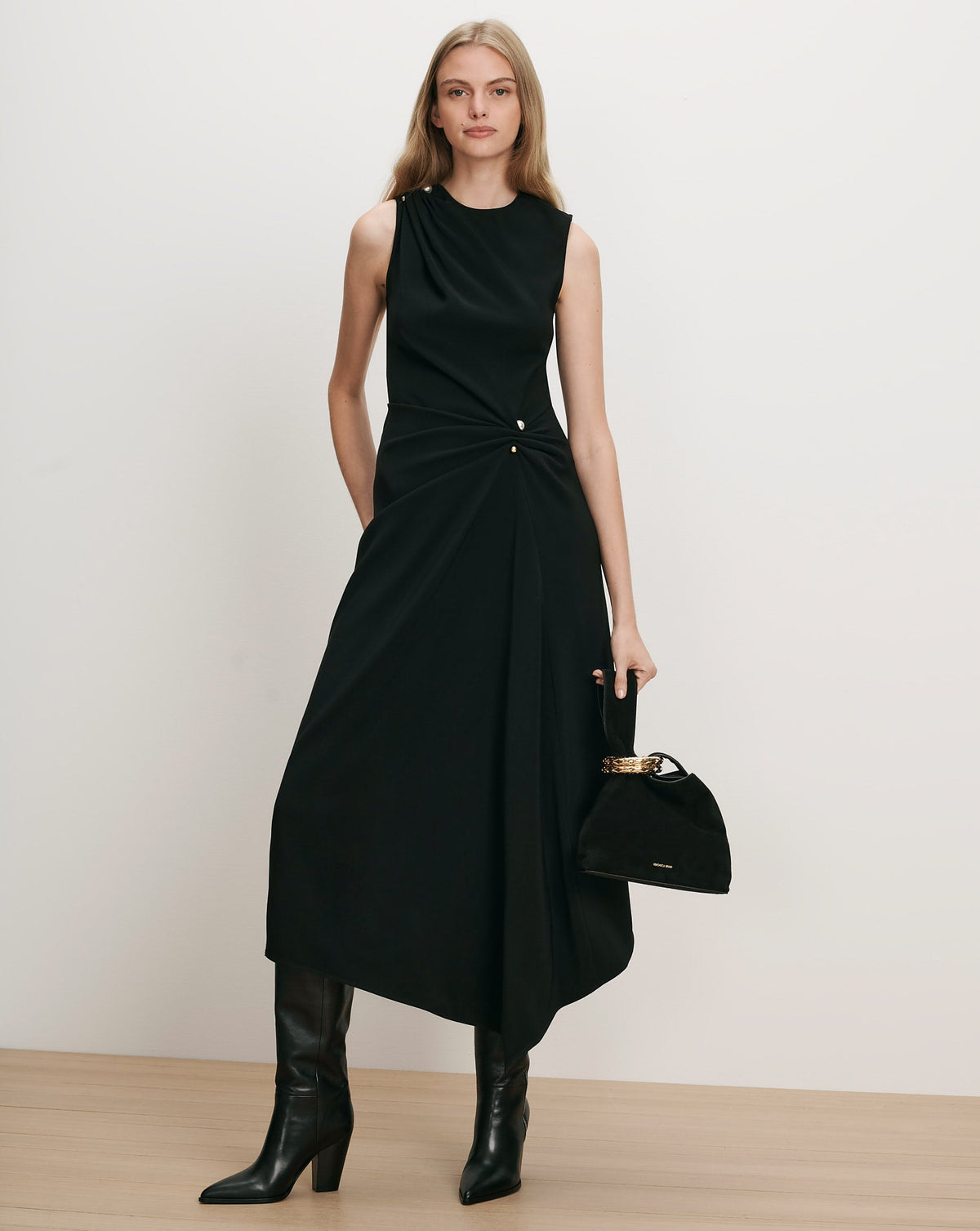 Veronica Beard | Freja Brooch Midi Dress in Black Black