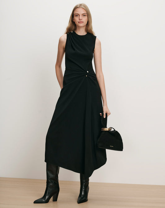 Veronica Beard | Freja Brooch Midi Dress in Black Black
