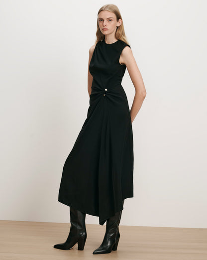 Veronica Beard | Freja Brooch Midi Dress in Black Black