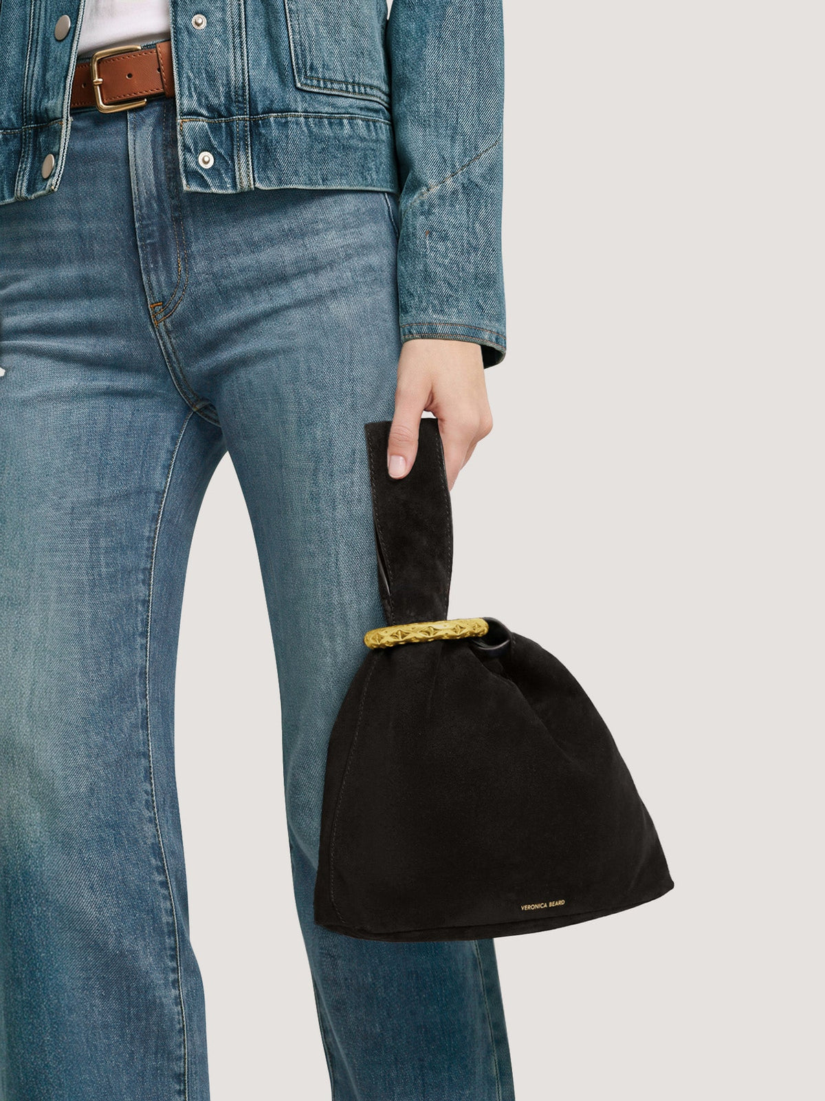 Veronica Beard | Veronica Beard Swing Clutch in Black Suede Black