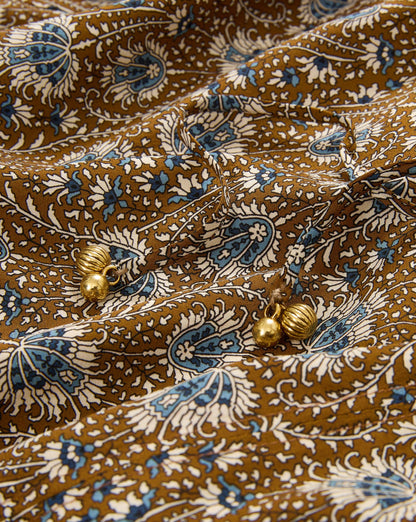 Veronica Beard | Rhosen Boho Floral Blouse in Tan & Blue Acorn Multi Acorn Multi