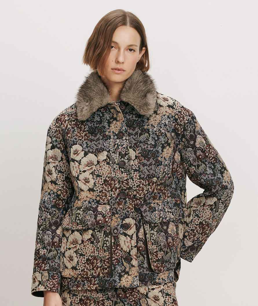 Veronica Beard | Faux Fur Collar in Taupe Black Tipping/Limestone