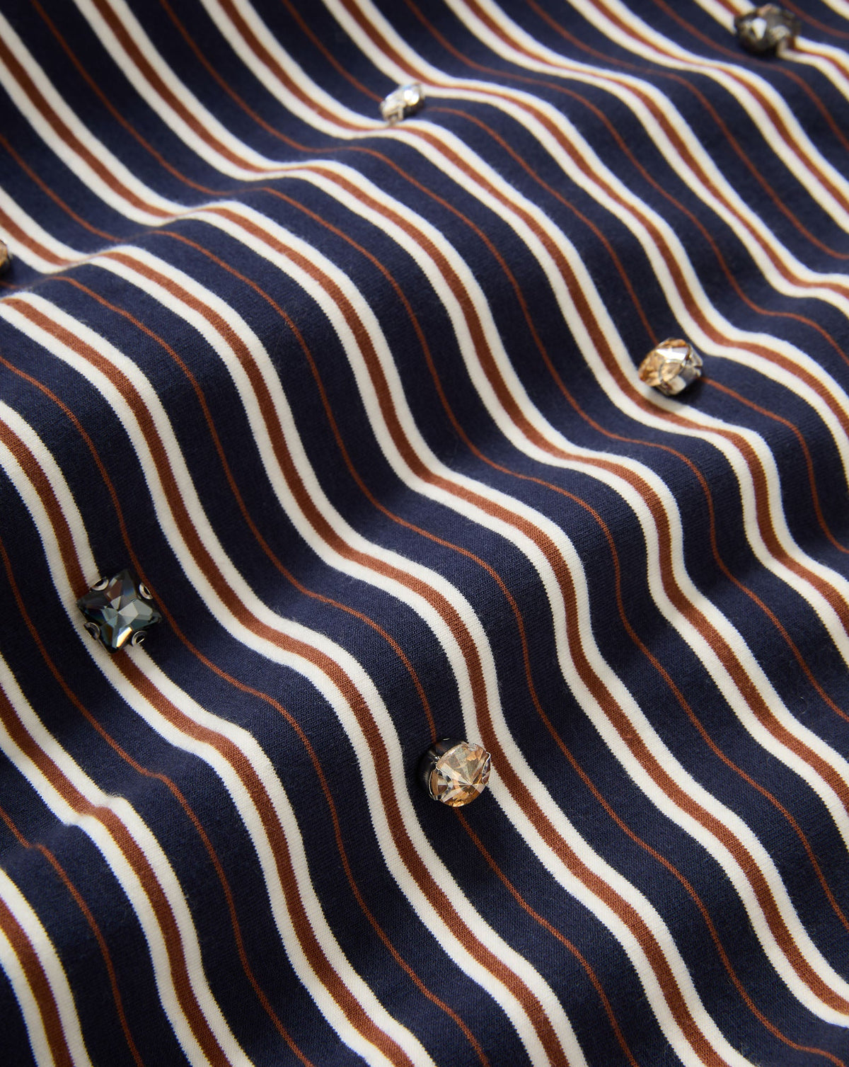 Veronica Beard | Sebastian Boxy Rhinestone T-Shirt in Heritage Navy Stripe Multi Heritage Navy Multi