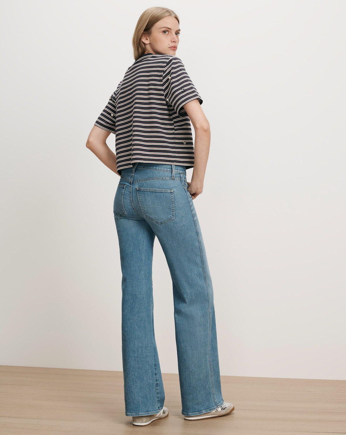Veronica Beard | Sebastian Boxy Rhinestone T-Shirt in Heritage Navy Stripe Multi Heritage Navy Multi