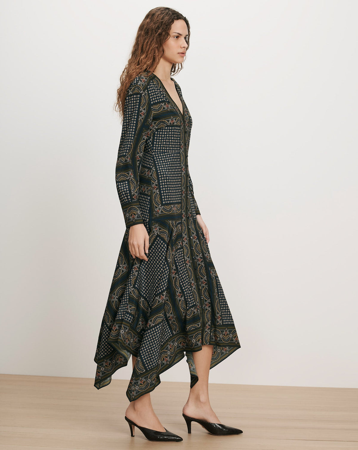 Veronica Beard | Skye Scarf-Print Midi Dress in Heritage Navy Multi Heritage Navy Multi
