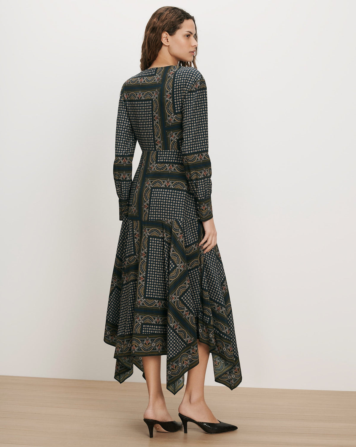 Veronica Beard | Skye Scarf-Print Midi Dress in Heritage Navy Multi Heritage Navy Multi