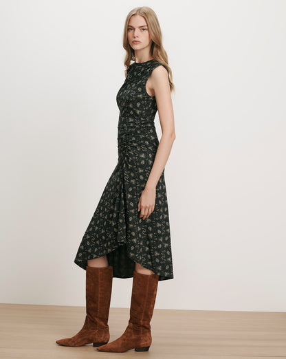 Veronica Beard | Theodora Sleeveless Midi Dress in Black Flora Multi Black Multi
