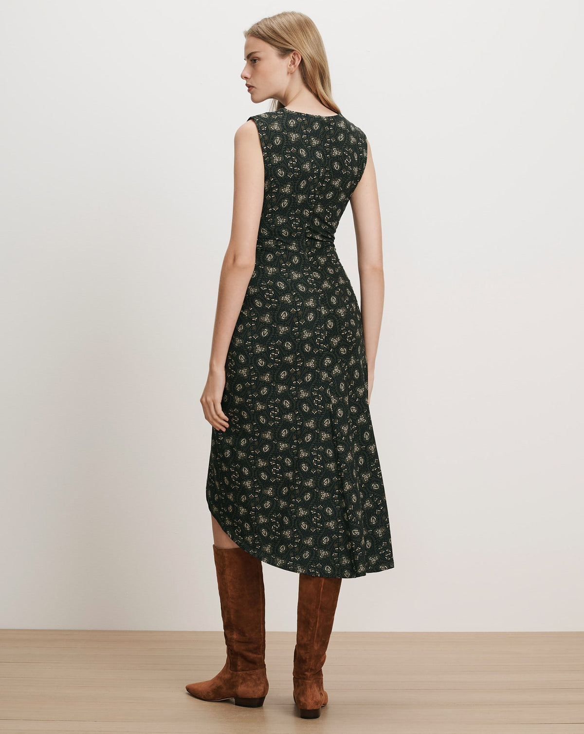 Veronica Beard | Theodora Sleeveless Midi Dress in Black Flora Multi Black Multi