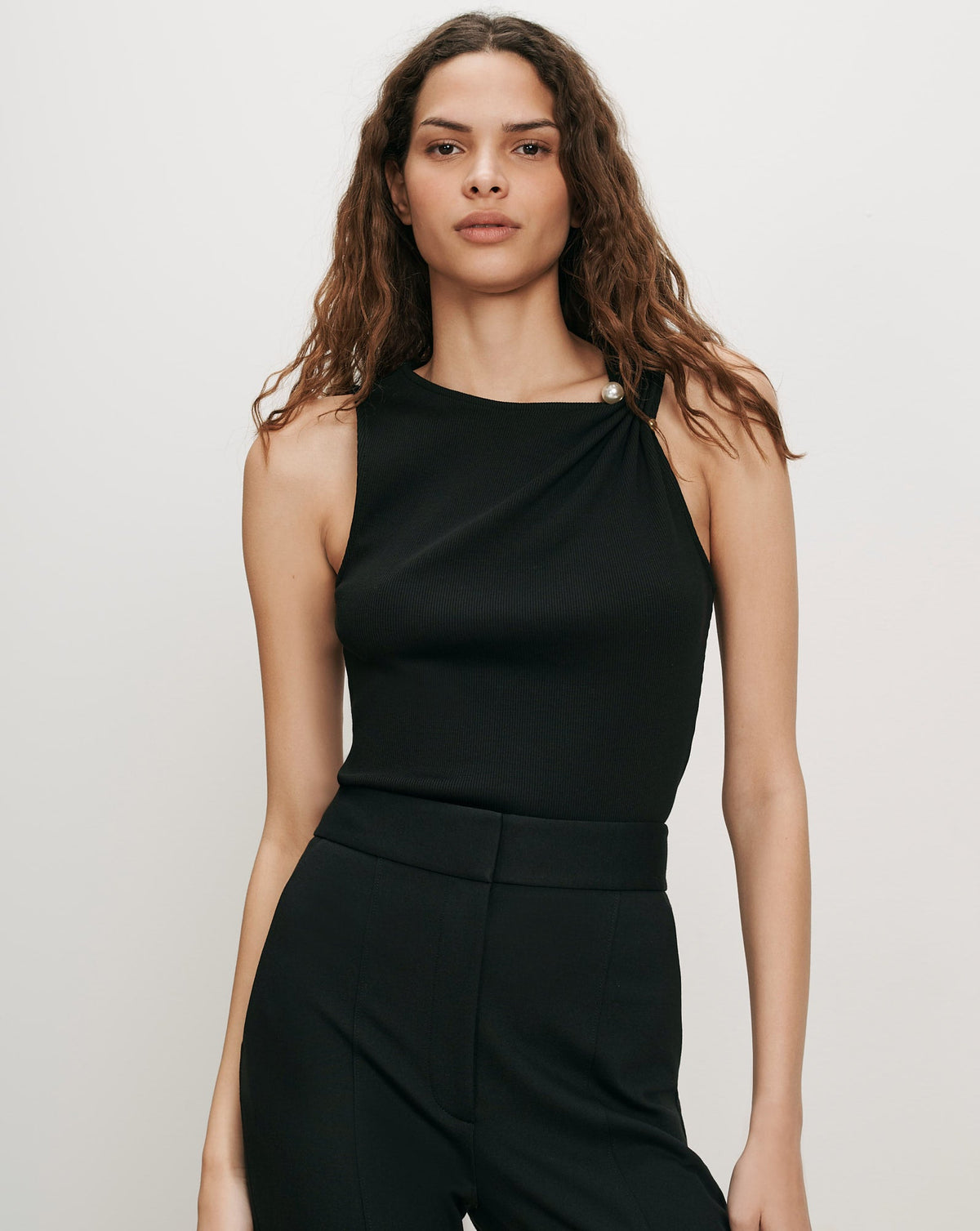Veronica Beard | Deylin Brooch Tank Top in Black Black