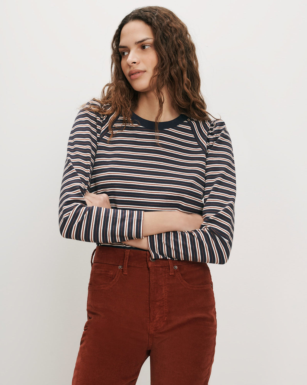 Veronica Beard | Mason Baseball T-Shirt in Heritage Navy Multi Stripes Heritage Navy Multi
