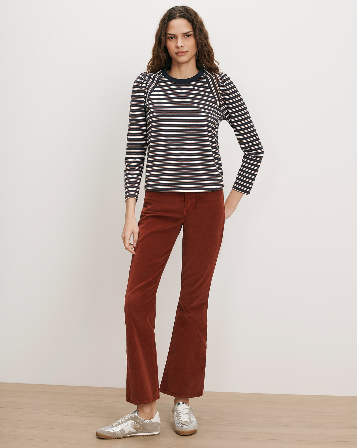 Veronica Beard | Mason Baseball T-Shirt in Heritage Navy Multi Stripes Heritage Navy Multi
