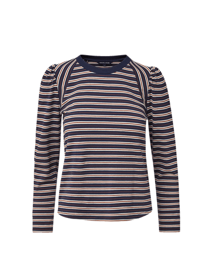 Veronica Beard | Mason Baseball T-Shirt in Heritage Navy Multi Stripes Heritage Navy Multi