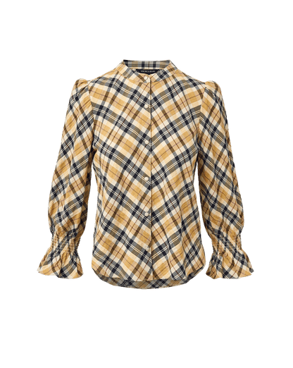 Veronica Beard | Ashlynn Plaid Blouse in Yellow Acorn Multi