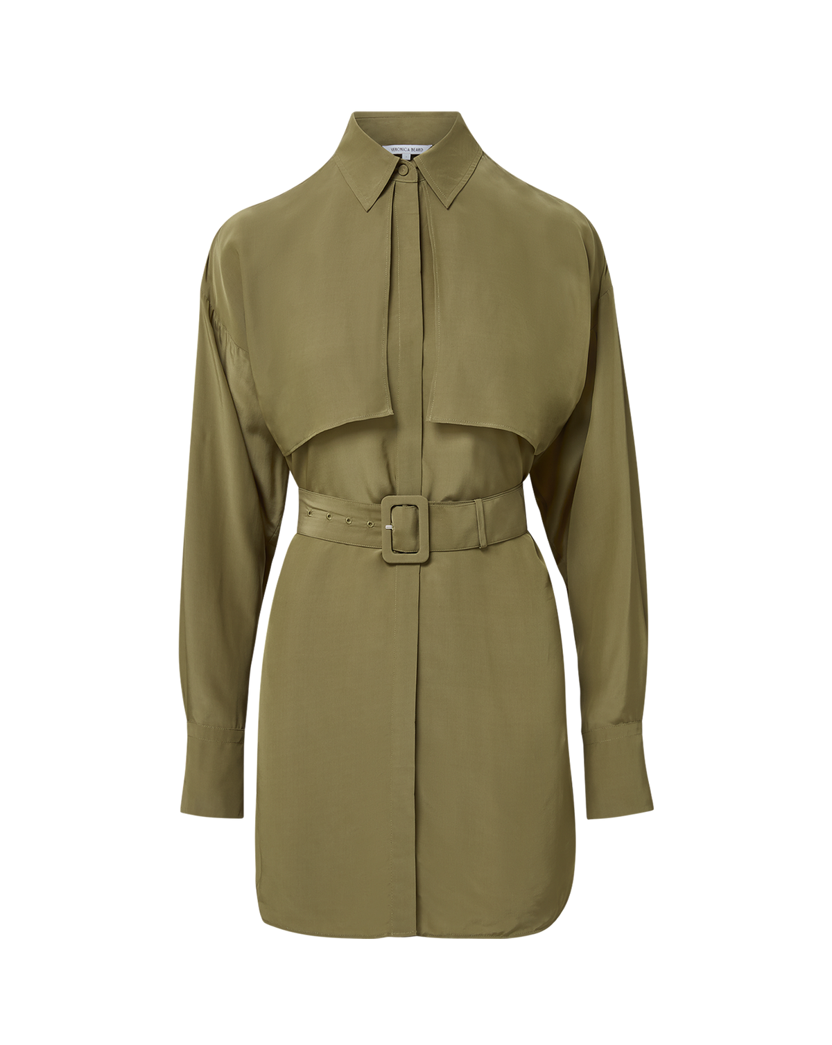 Veronica Beard | Darlis Belted Mini Dress in Pale Olive Green Pale Olive