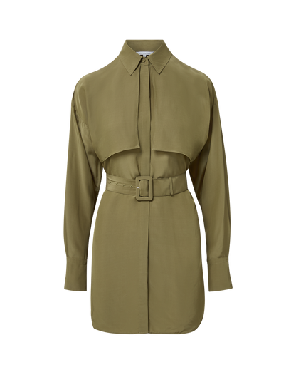 Veronica Beard | Darlis Belted Mini Dress in Pale Olive Green Pale Olive