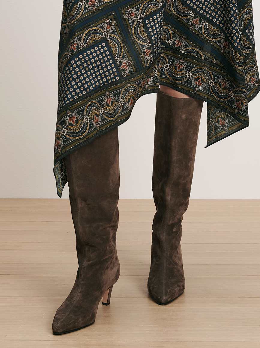 Veronica Beard | Aisla Mid-Heel Boot in Espresso Espresso