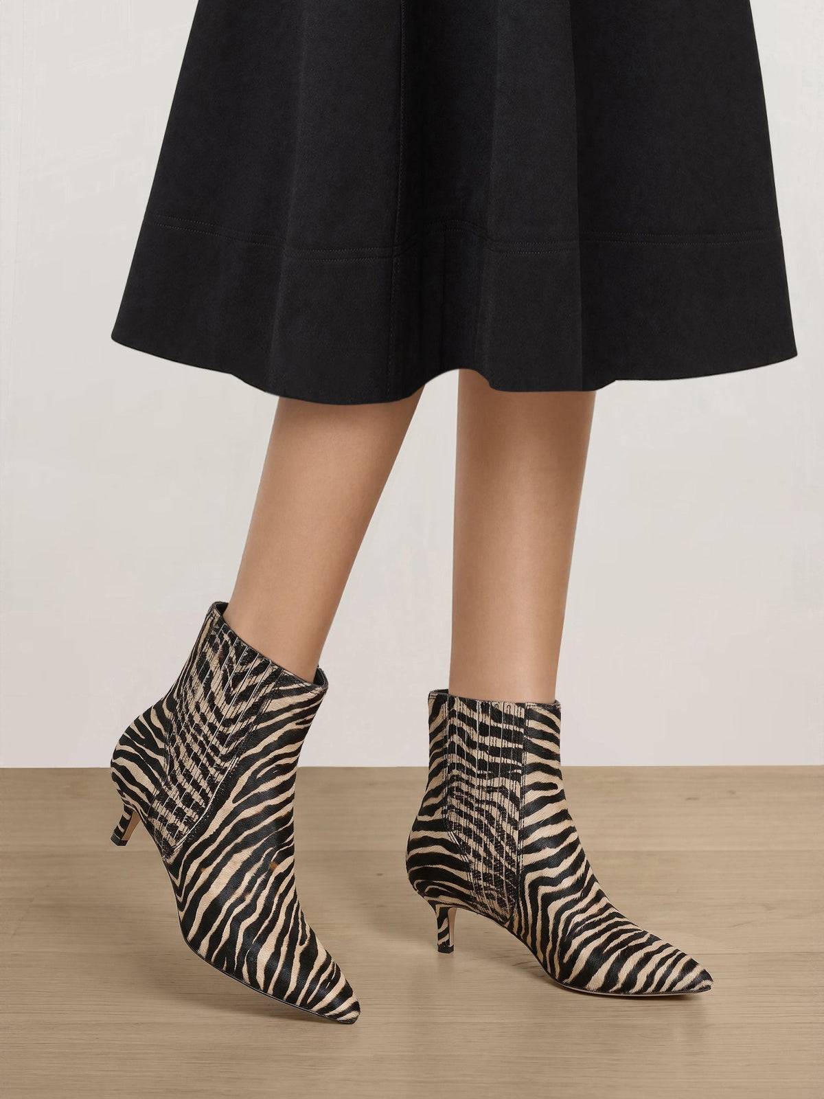 Veronica Beard | Lisa Kitten-Heel Ankle Boot in Zebra Ziger