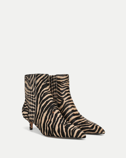 Veronica Beard | Lisa Kitten-Heel Ankle Boot in Zebra Ziger