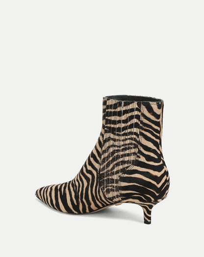 Veronica Beard | Lisa Kitten-Heel Ankle Boot in Zebra Ziger