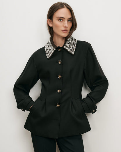 Veronica Beard | Crystal Embellished Collar in Espresso Brown Espresso