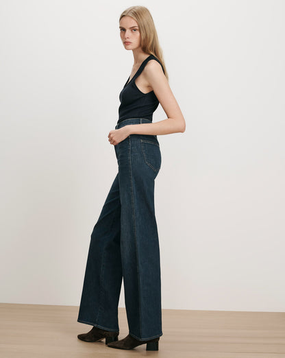 Veronica Beard | Taylor Wide-Leg Jean in Dark Blue Denim Sweet Dream Sweet Dream