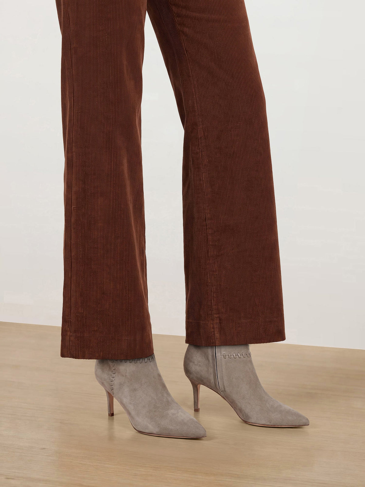 Veronica Beard | Lisa Whipstitch Mid-Heel Ankle Boot in Bark Bark