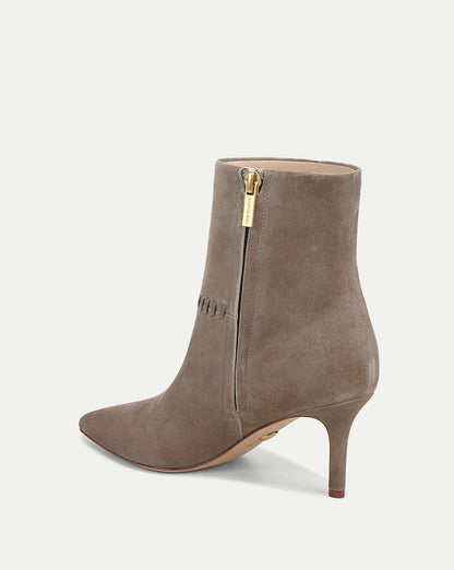 Veronica Beard | Lisa Whipstitch Mid-Heel Ankle Boot in Bark Bark