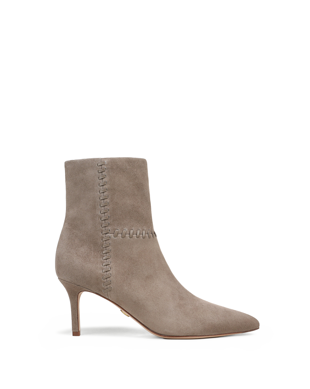 Veronica Beard | Lisa Whipstitch Mid-Heel Ankle Boot in Bark Bark