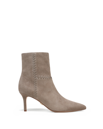 Veronica Beard | Lisa Whipstitch Mid-Heel Ankle Boot in Bark Bark