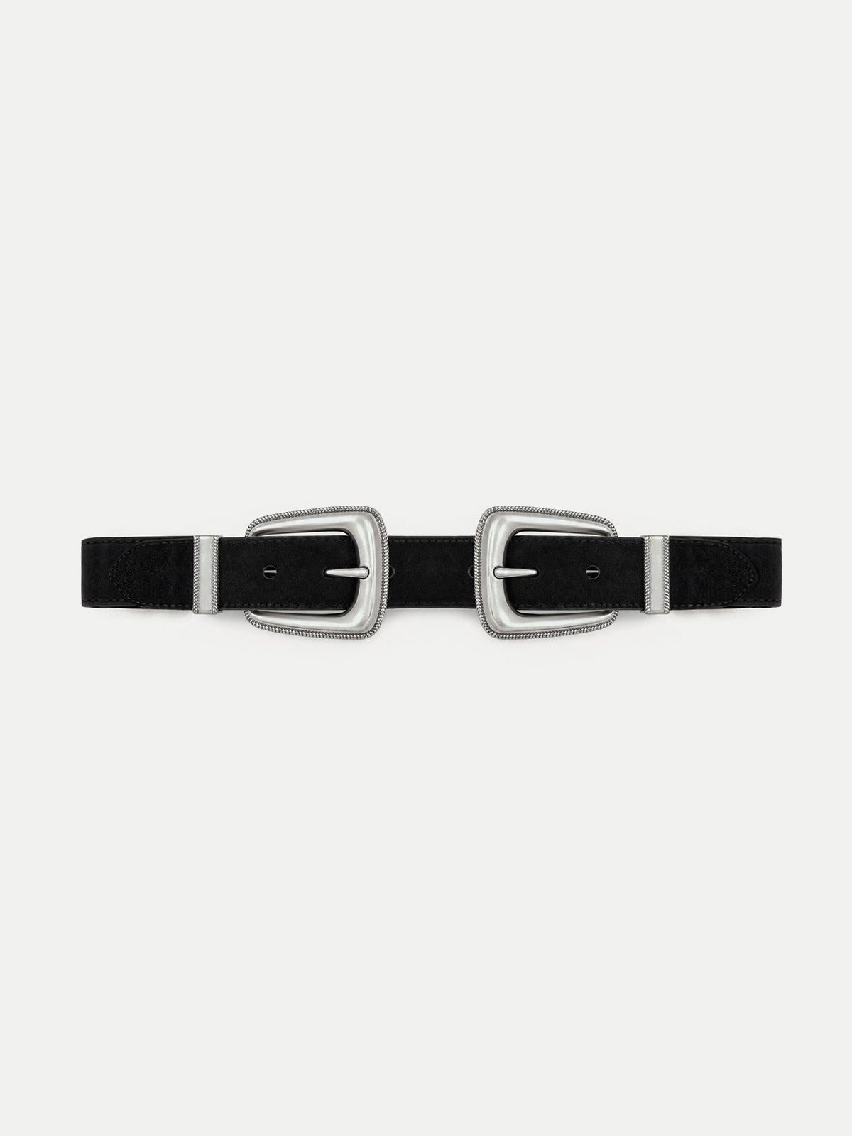 Veronica Beard | Double-Buckle Arch Waist Belt in Black Black