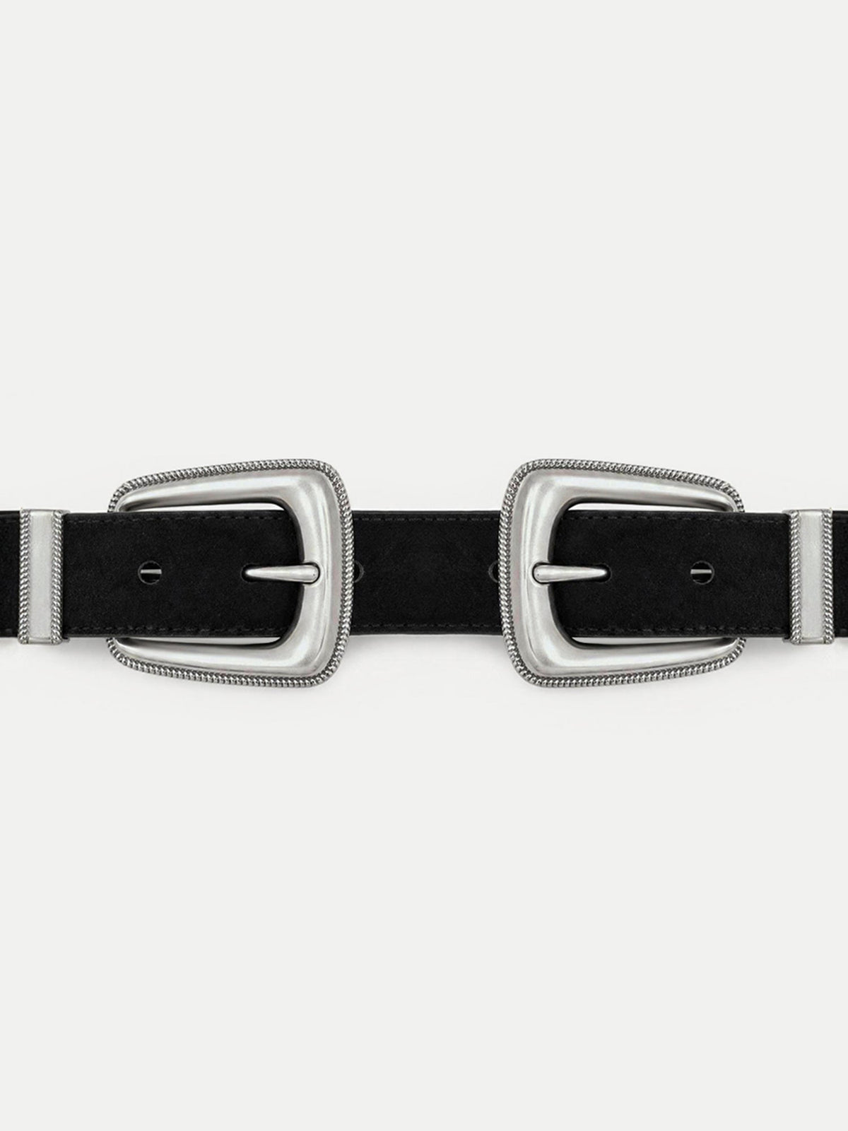 Veronica Beard | Double-Buckle Arch Waist Belt in Black Black