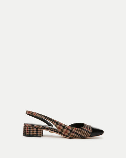 Veronica Beard | Cecile Plaid Cap-Toe Slingback in Camel Multi Camel Multi