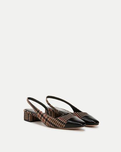 Veronica Beard | Cecile Plaid Cap-Toe Slingback in Camel Multi Camel Multi