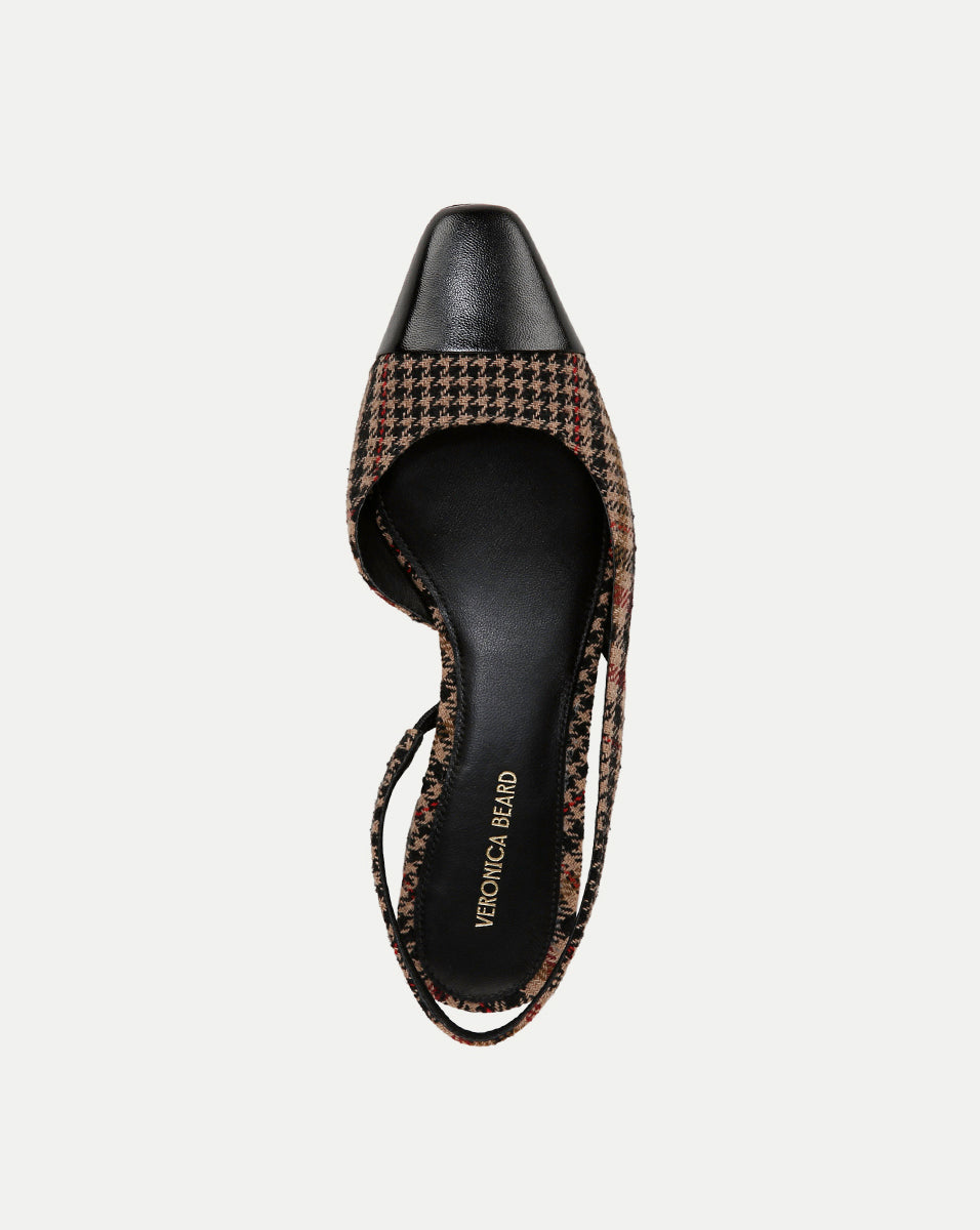 Veronica Beard | Cecile Plaid Cap-Toe Slingback in Camel Multi Camel Multi