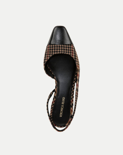 Veronica Beard | Cecile Plaid Cap-Toe Slingback in Camel Multi Camel Multi