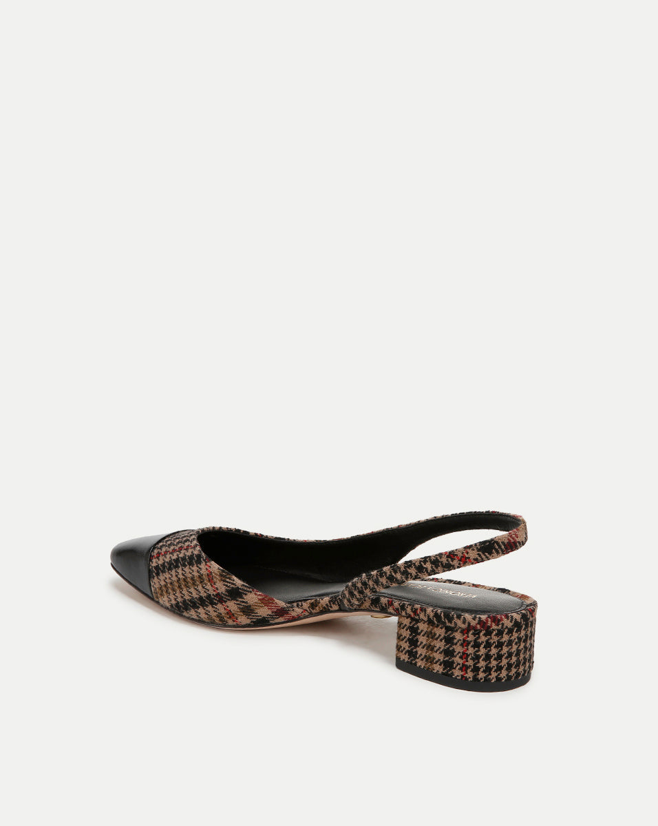 Veronica Beard | Cecile Plaid Cap-Toe Slingback in Camel Multi Camel Multi