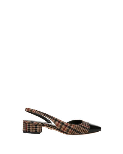 Veronica Beard | Cecile Plaid Cap-Toe Slingback in Camel Multi Camel Multi