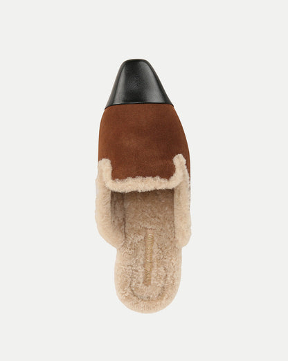 Veronica Beard | Cecile Shearling Mule in Cedar Cedar