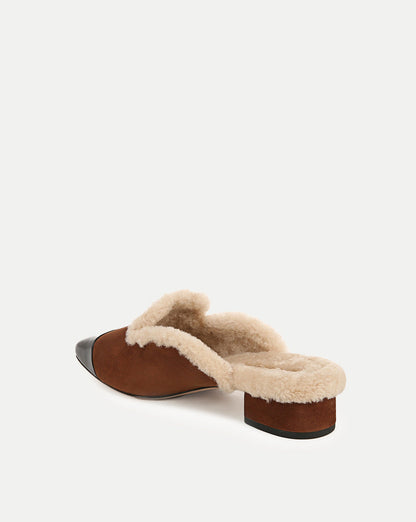 Veronica Beard | Cecile Shearling Mule in Cedar Cedar