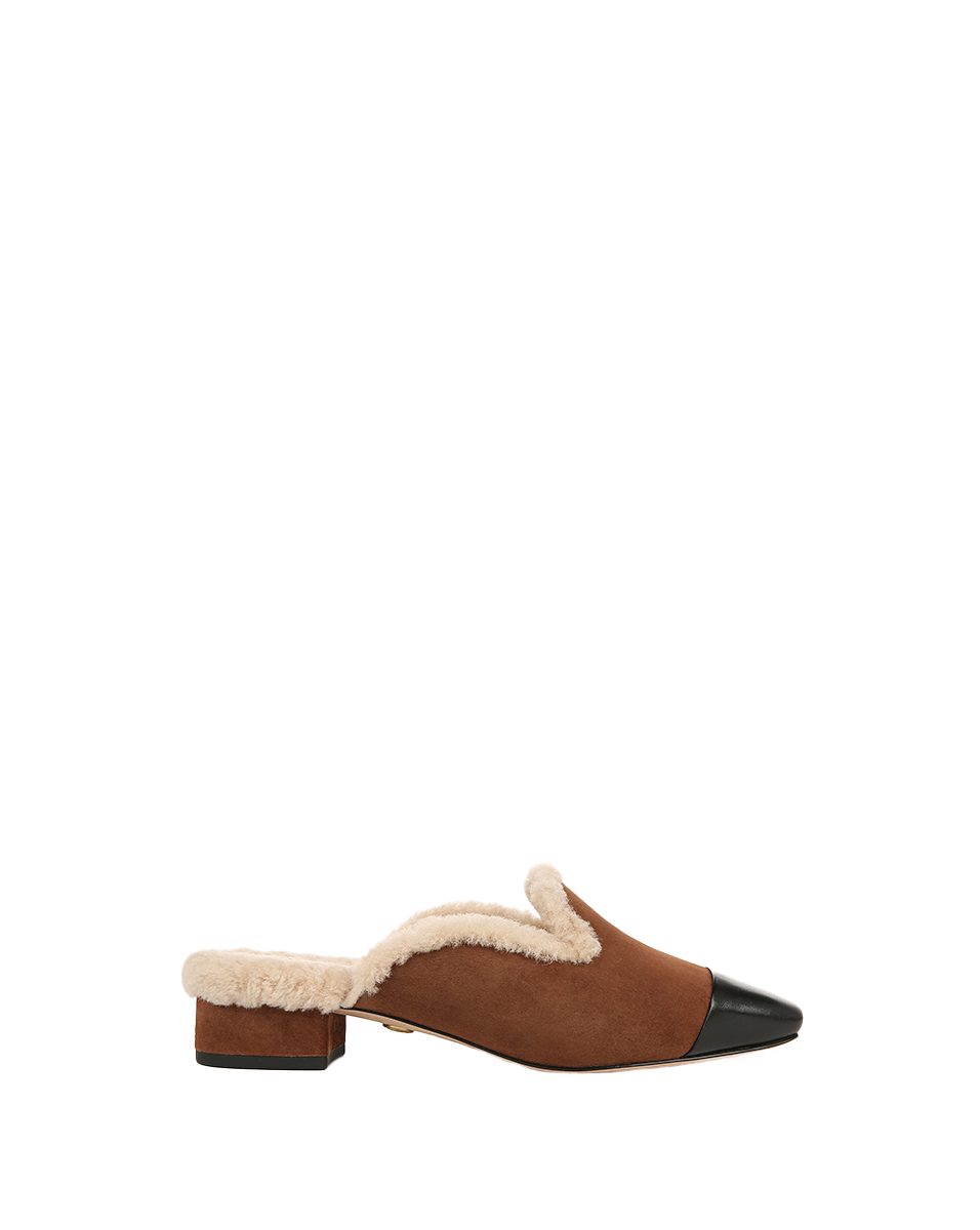 Veronica Beard | Cecile Shearling Mule in Cedar Cedar