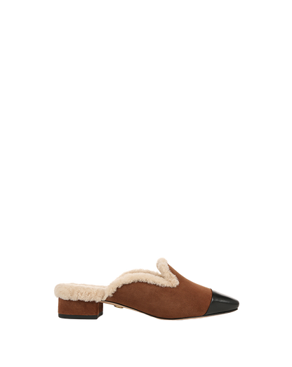 Veronica Beard | Cecile Shearling Mule in Cedar Cedar
