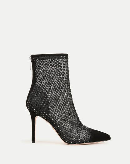 Veronica Beard | Lisa Rhinestone Mesh Bootie in Black Black