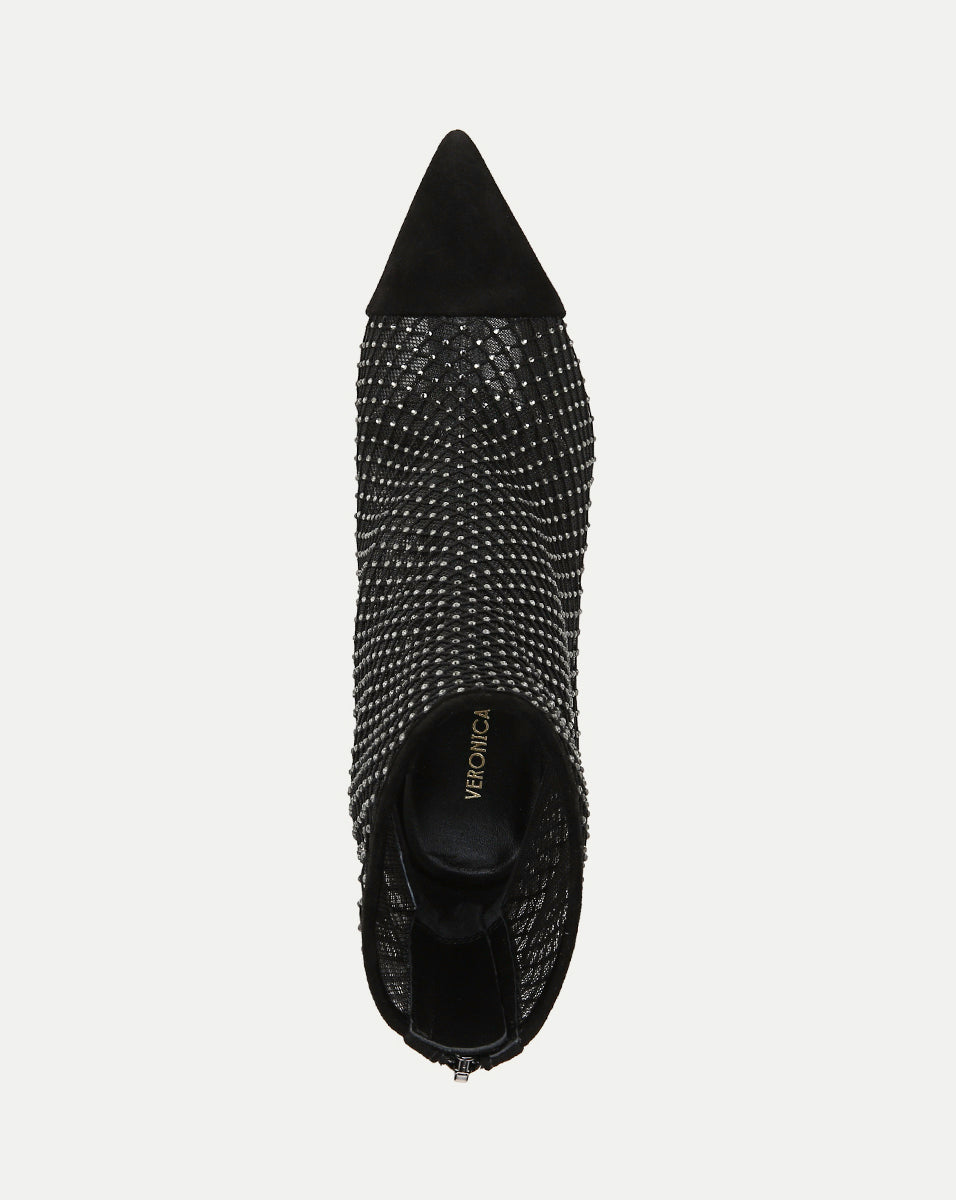 Veronica Beard | Lisa Rhinestone Mesh Bootie in Black Black