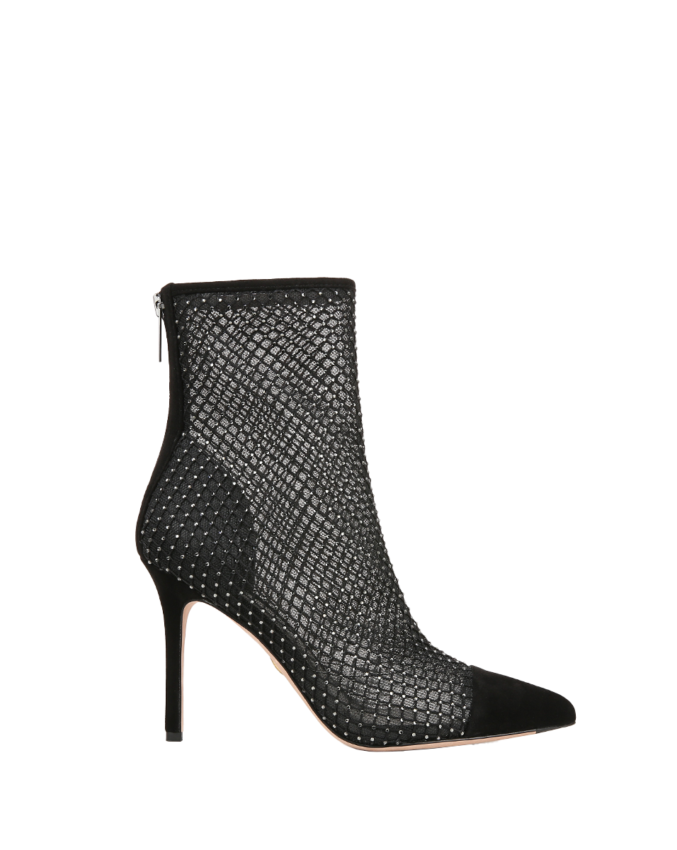 Veronica Beard | Lisa Rhinestone Mesh Bootie in Black Black